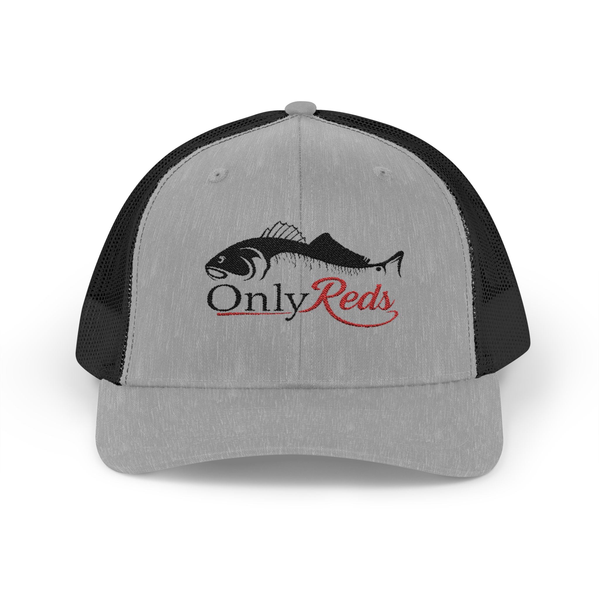 OnlyReds Fishing Trucker Cap — Embroidered Salmon Snapback Hat
