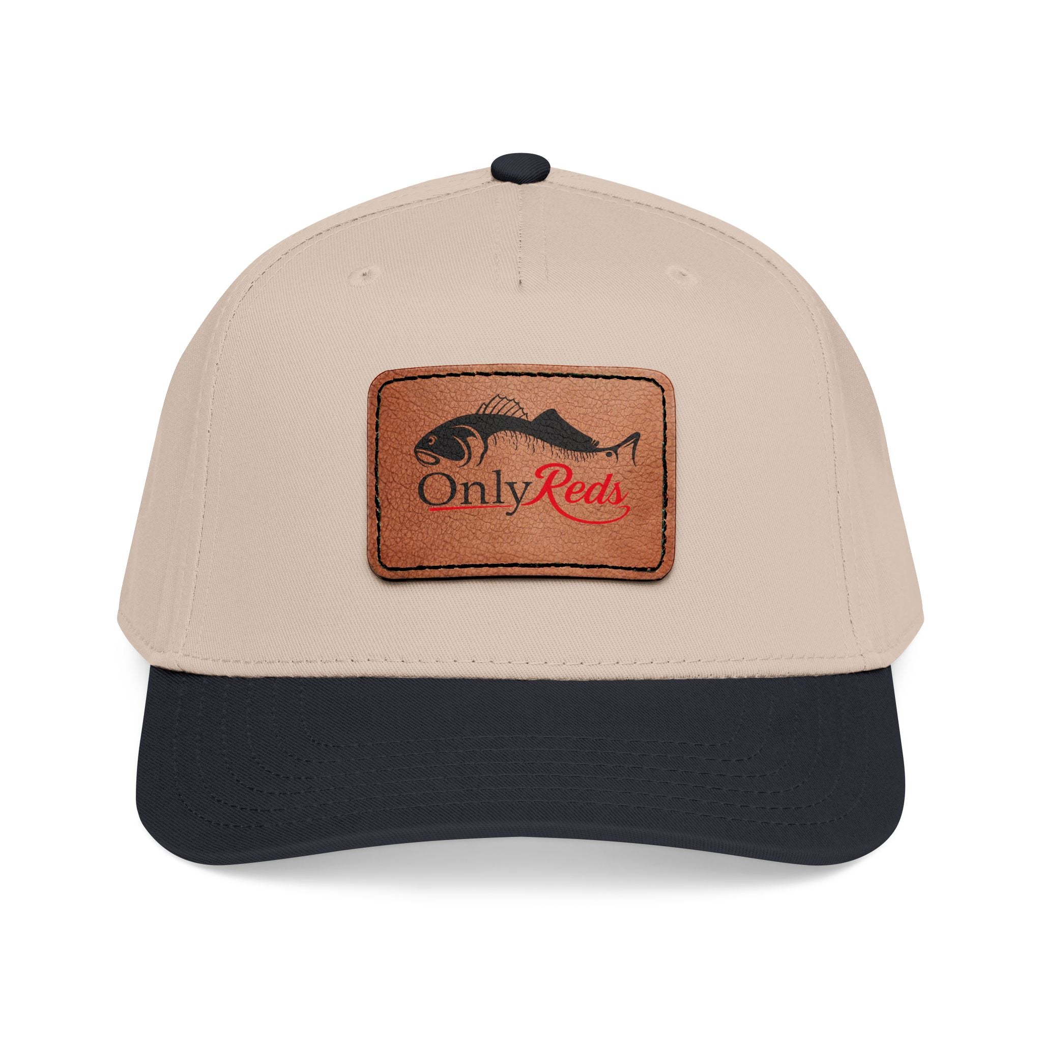 Fishing Leather Patch Baseball Cap — "Only Reds" Mid Profile Hat