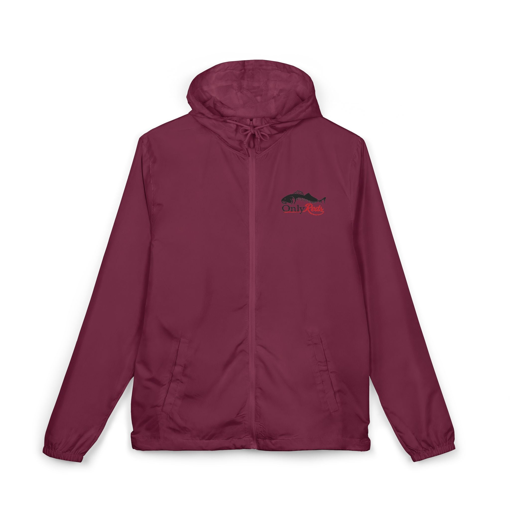 Windbreaker Jacket — "Only Reds" Mountain Logo Lightweight Hooded Windbreaker