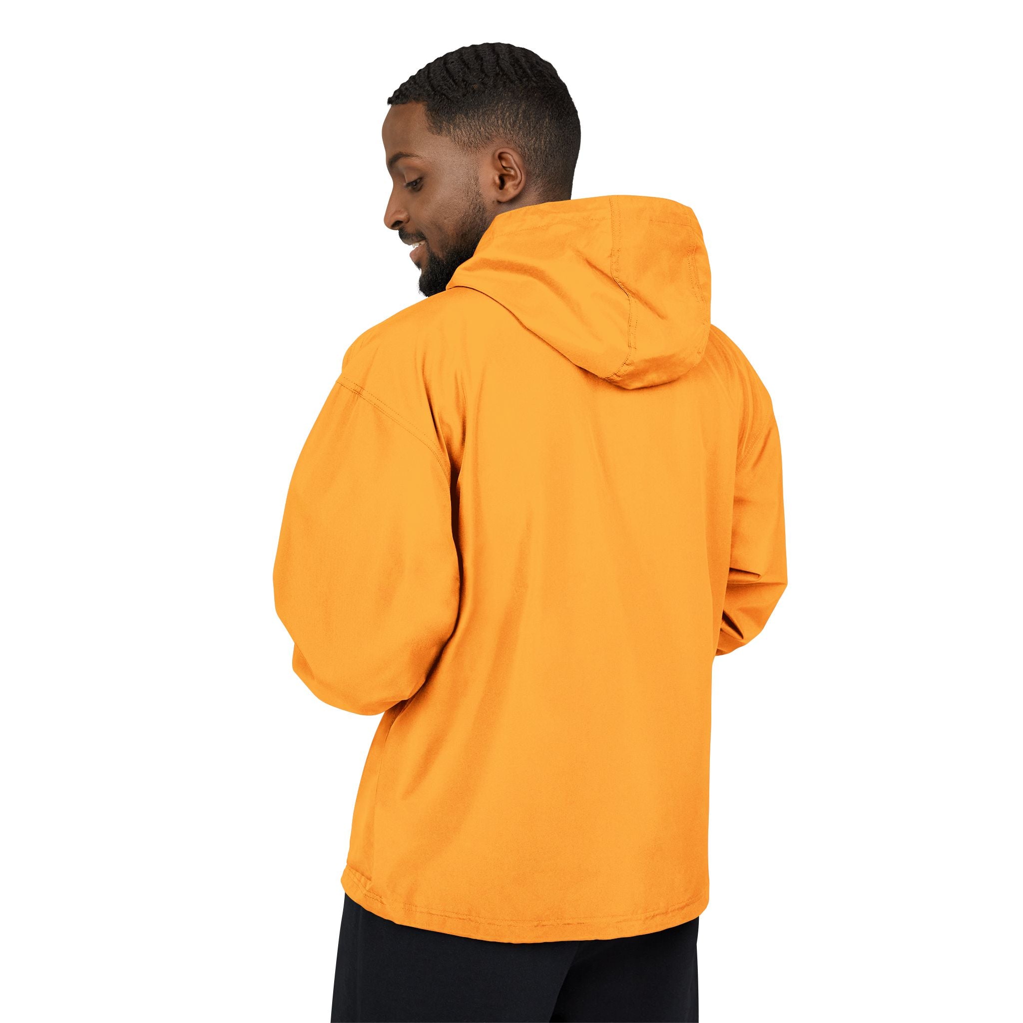 Packable Anorak Jacket — Lightweight Orange Windbreaker with Embroidered Logo