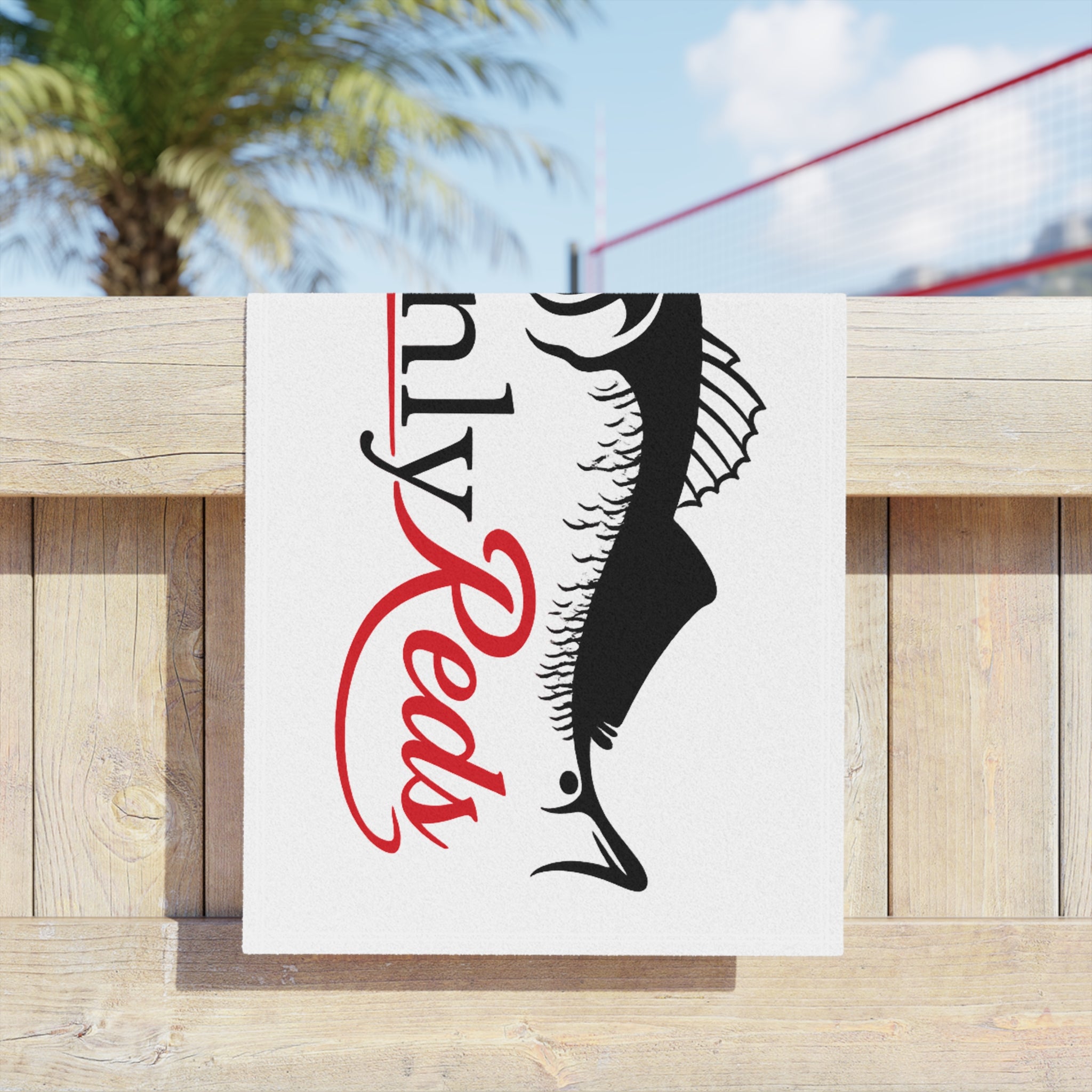 Only Reds Fishing Beach Towel — Red & Black Fish Design