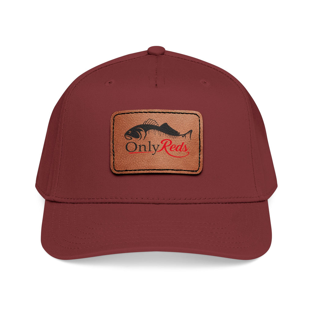 Fishing Leather Patch Baseball Cap — "Only Reds" Mid Profile Hat