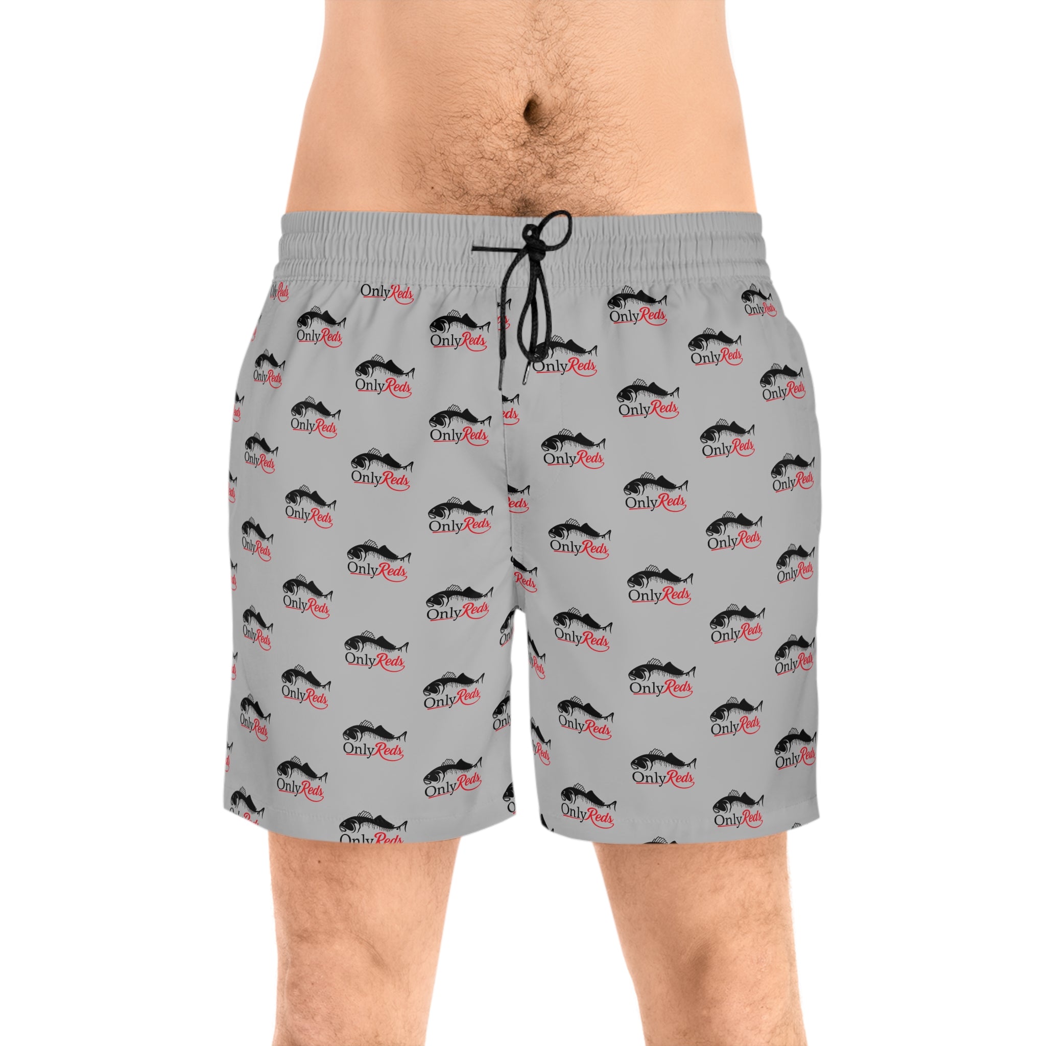 Swim Shorts — All-Over Whale Logo Pattern "Only Fish"