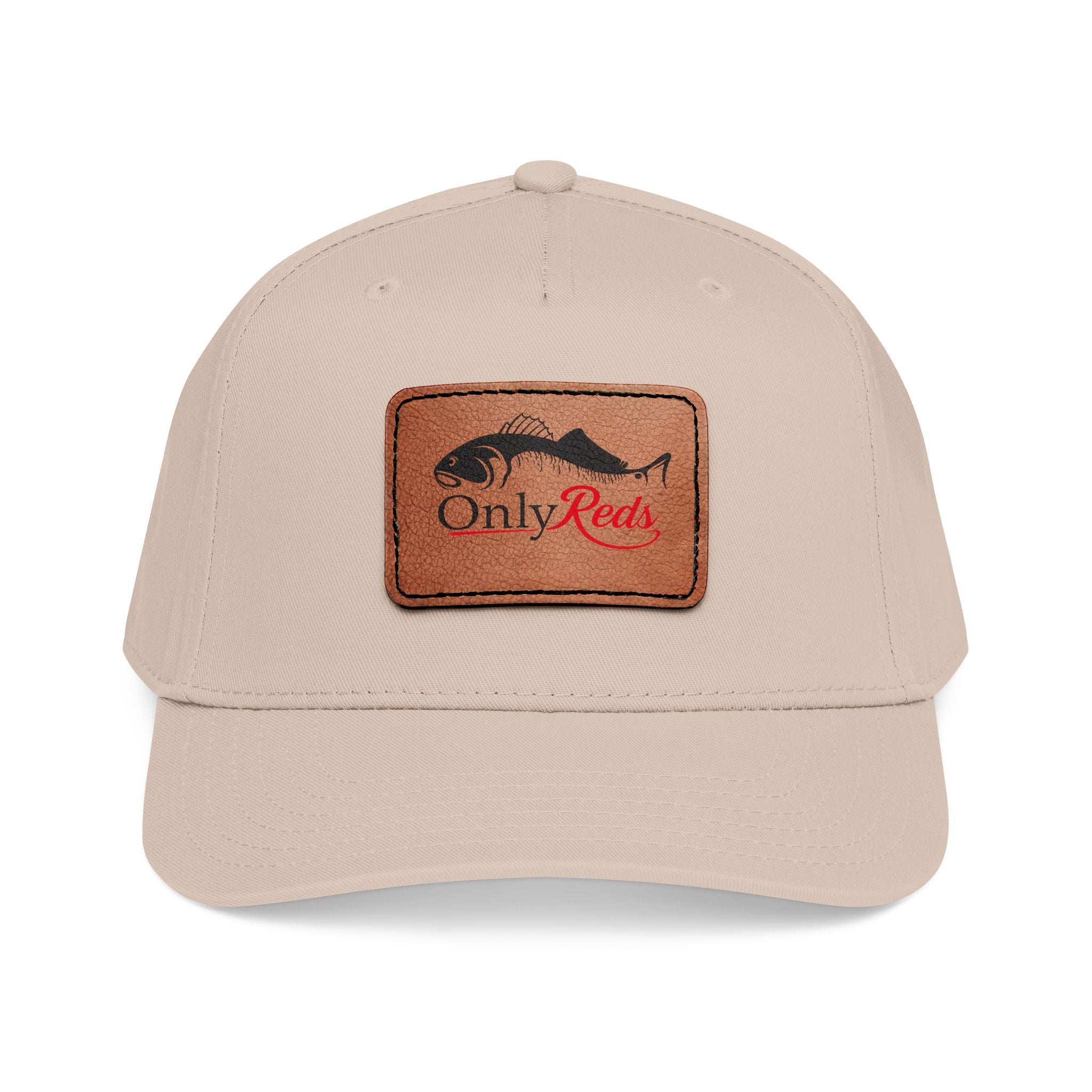 Fishing Leather Patch Baseball Cap — "Only Reds" Mid Profile Hat