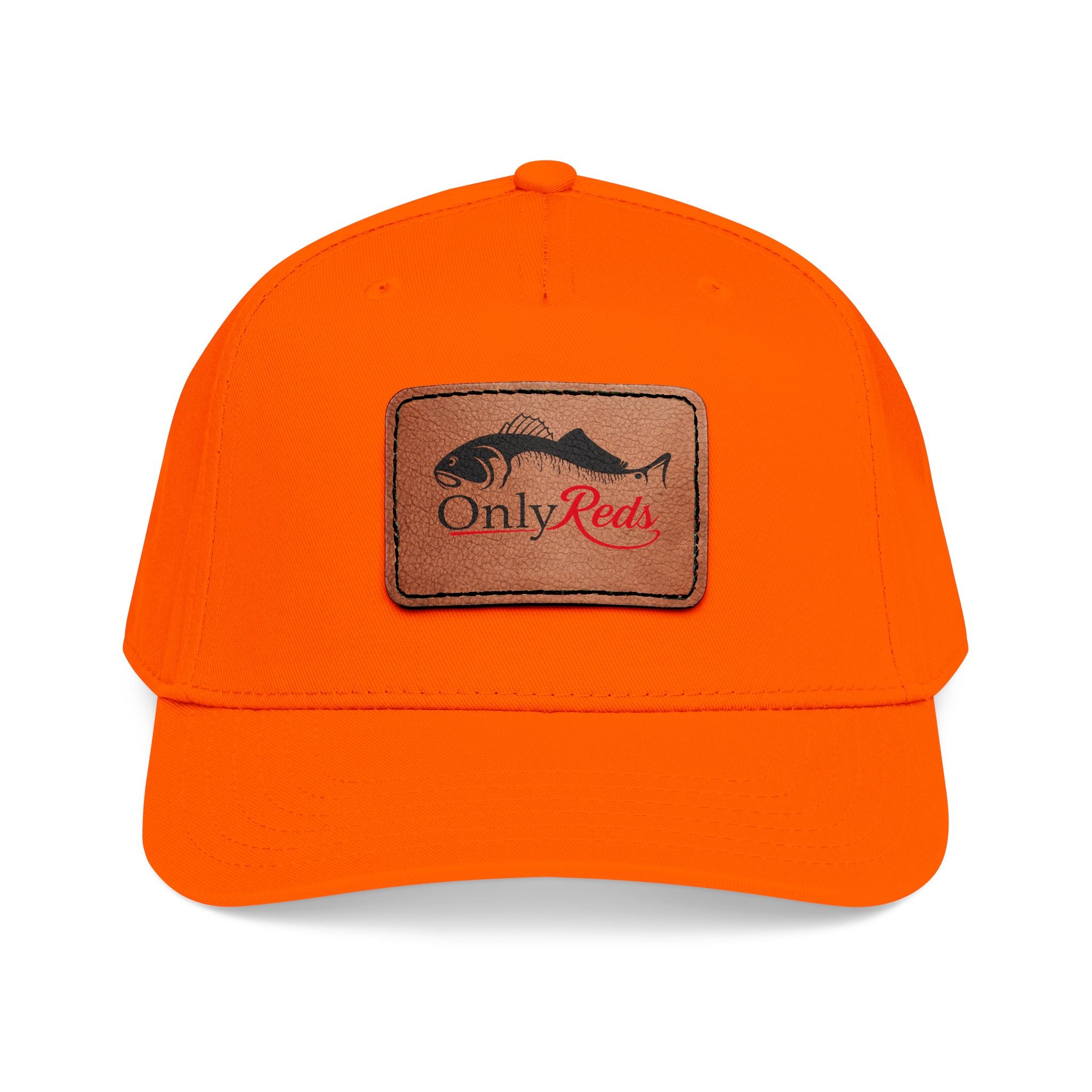 Fishing Leather Patch Baseball Cap — "Only Reds" Mid Profile Hat