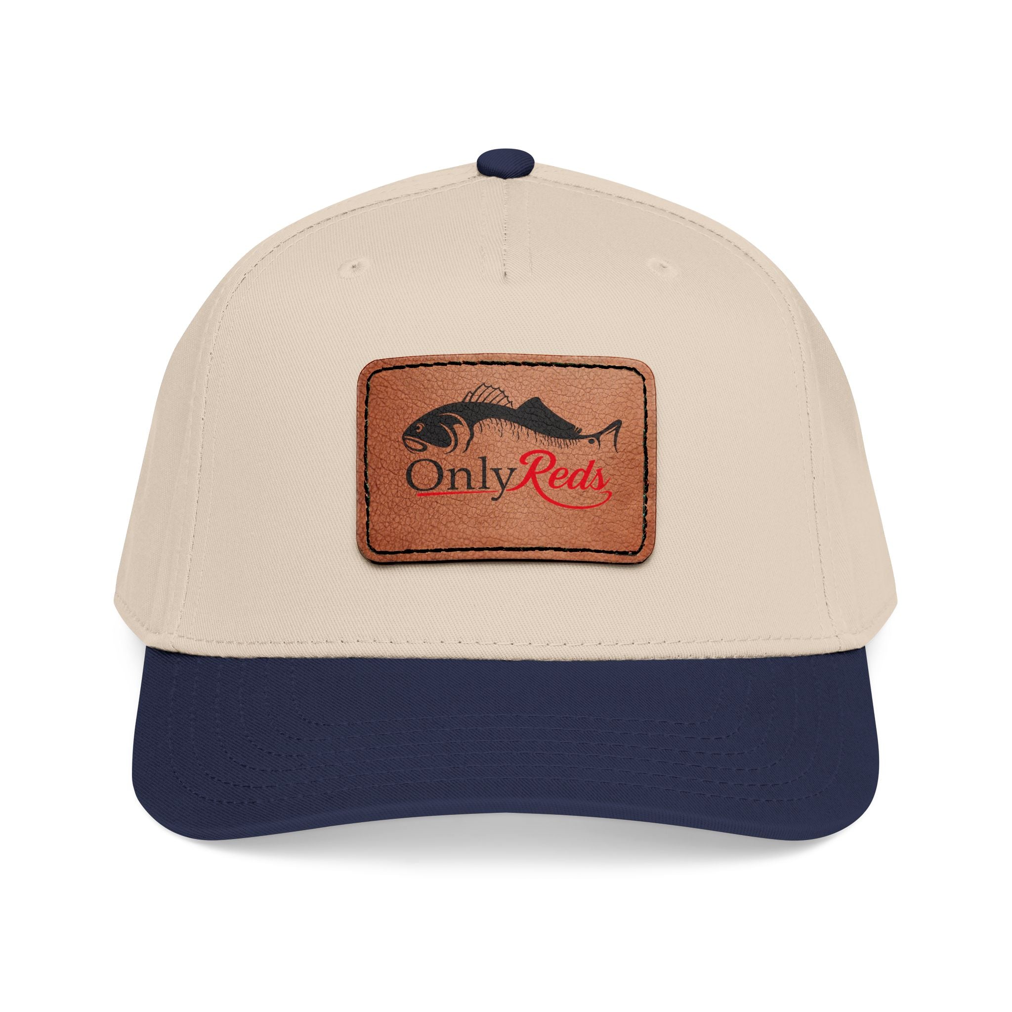 Fishing Leather Patch Baseball Cap — "Only Reds" Mid Profile Hat