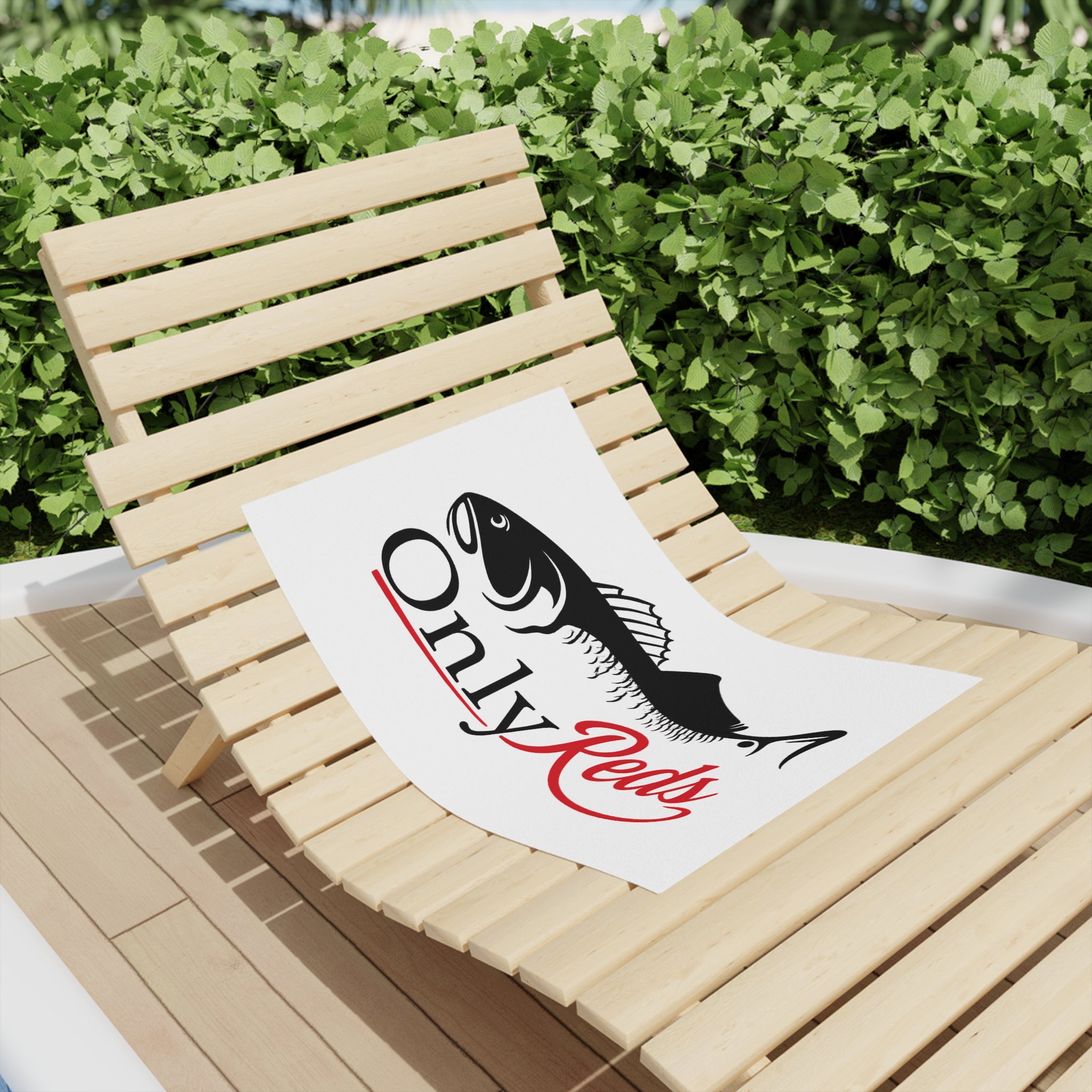 Only Reds Fishing Beach Towel — Red & Black Fish Design
