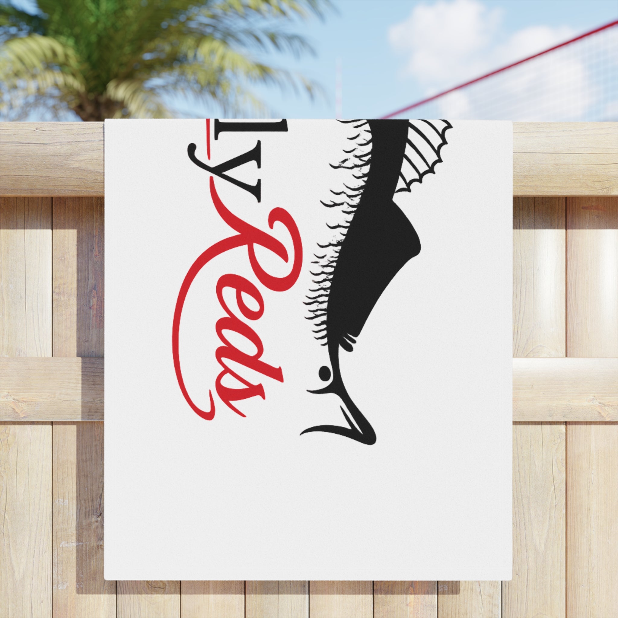 Only Reds Fishing Beach Towel — Red & Black Fish Design