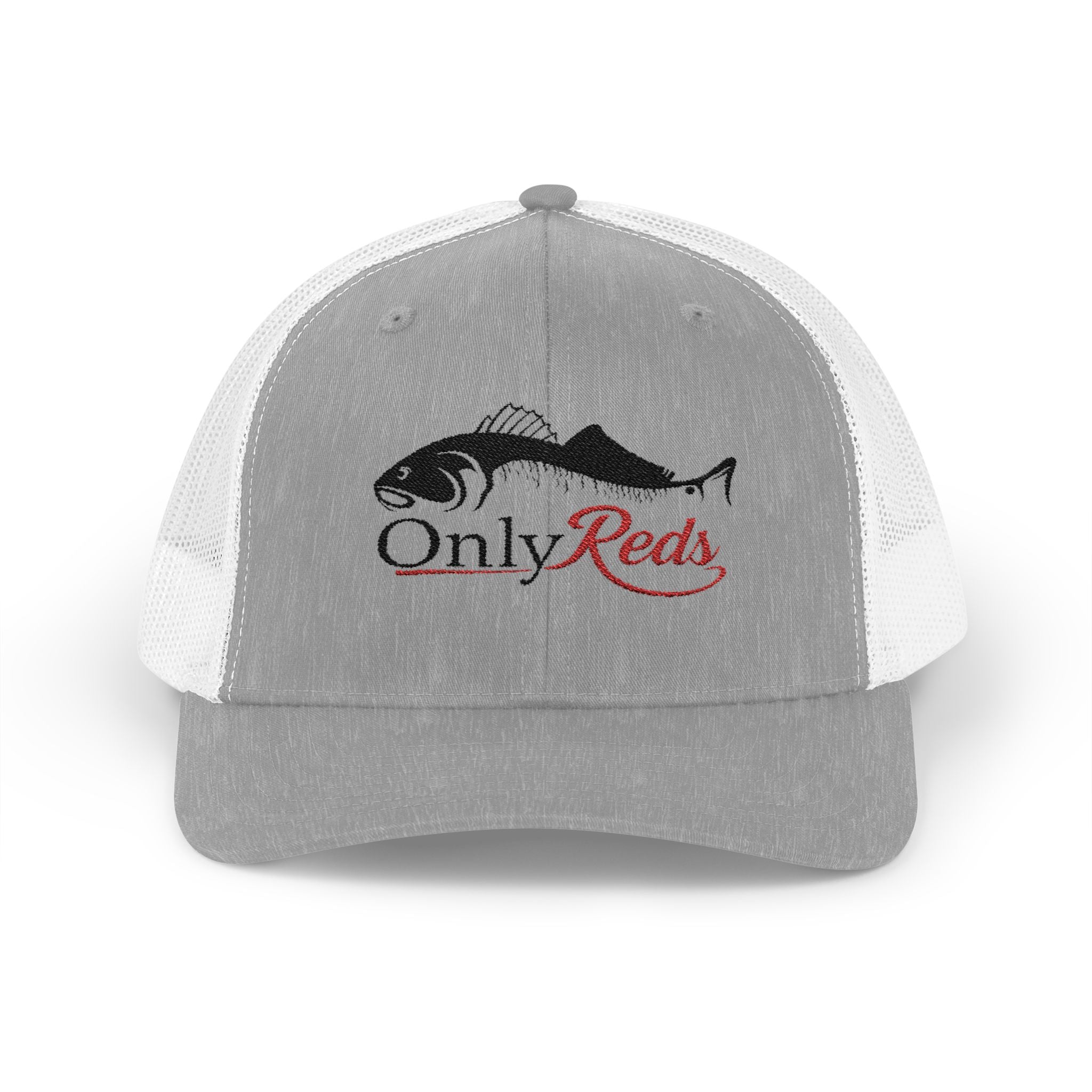 OnlyReds Fishing Trucker Cap — Embroidered Salmon Snapback Hat