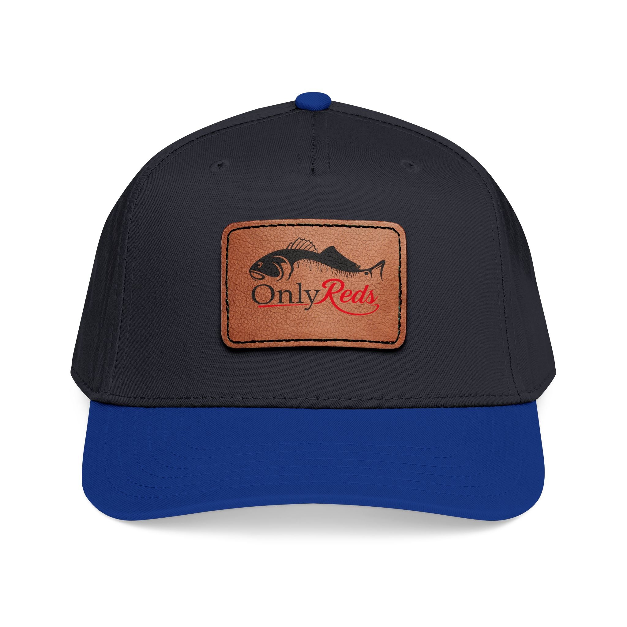 Fishing Leather Patch Baseball Cap — "Only Reds" Mid Profile Hat