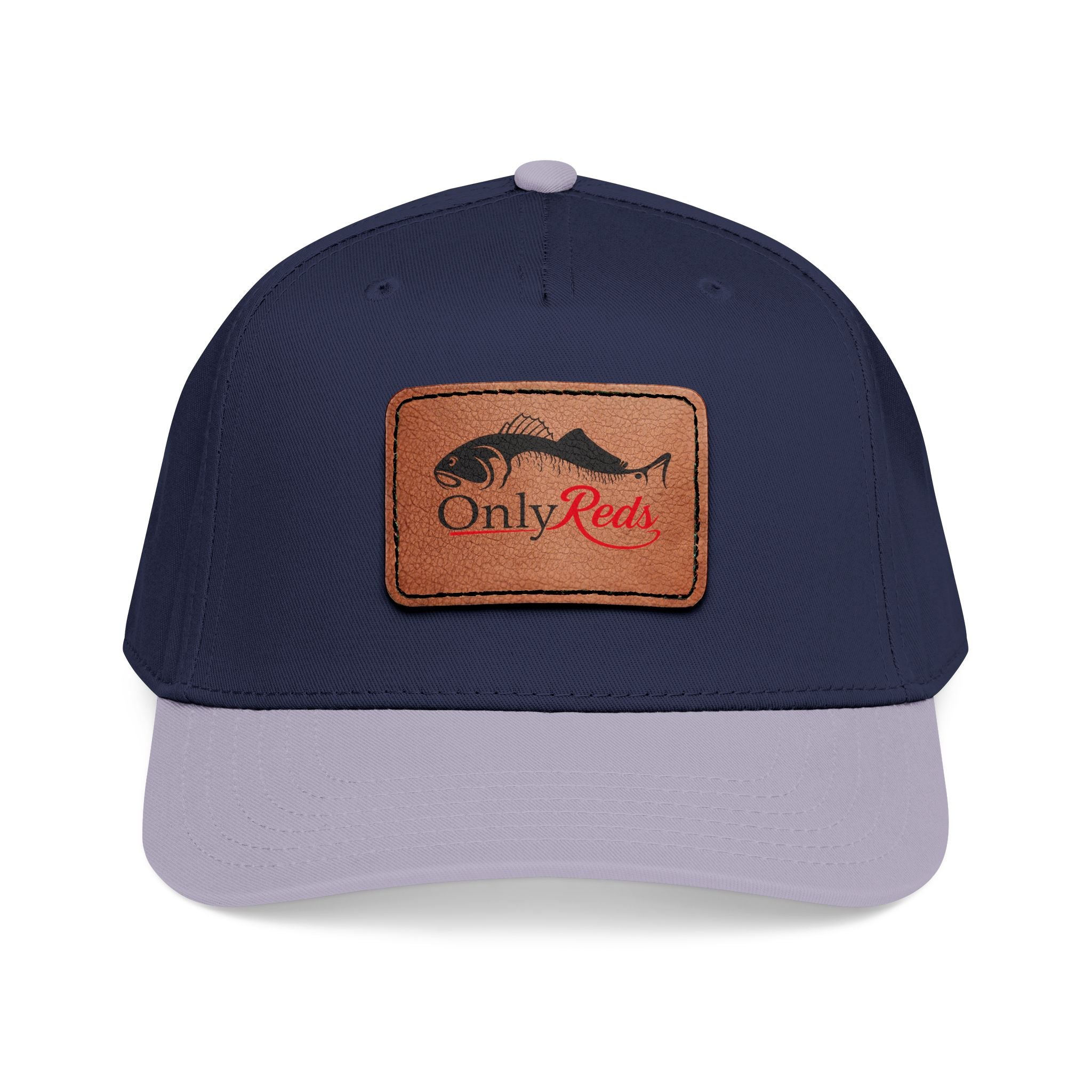 Fishing Leather Patch Baseball Cap — "Only Reds" Mid Profile Hat