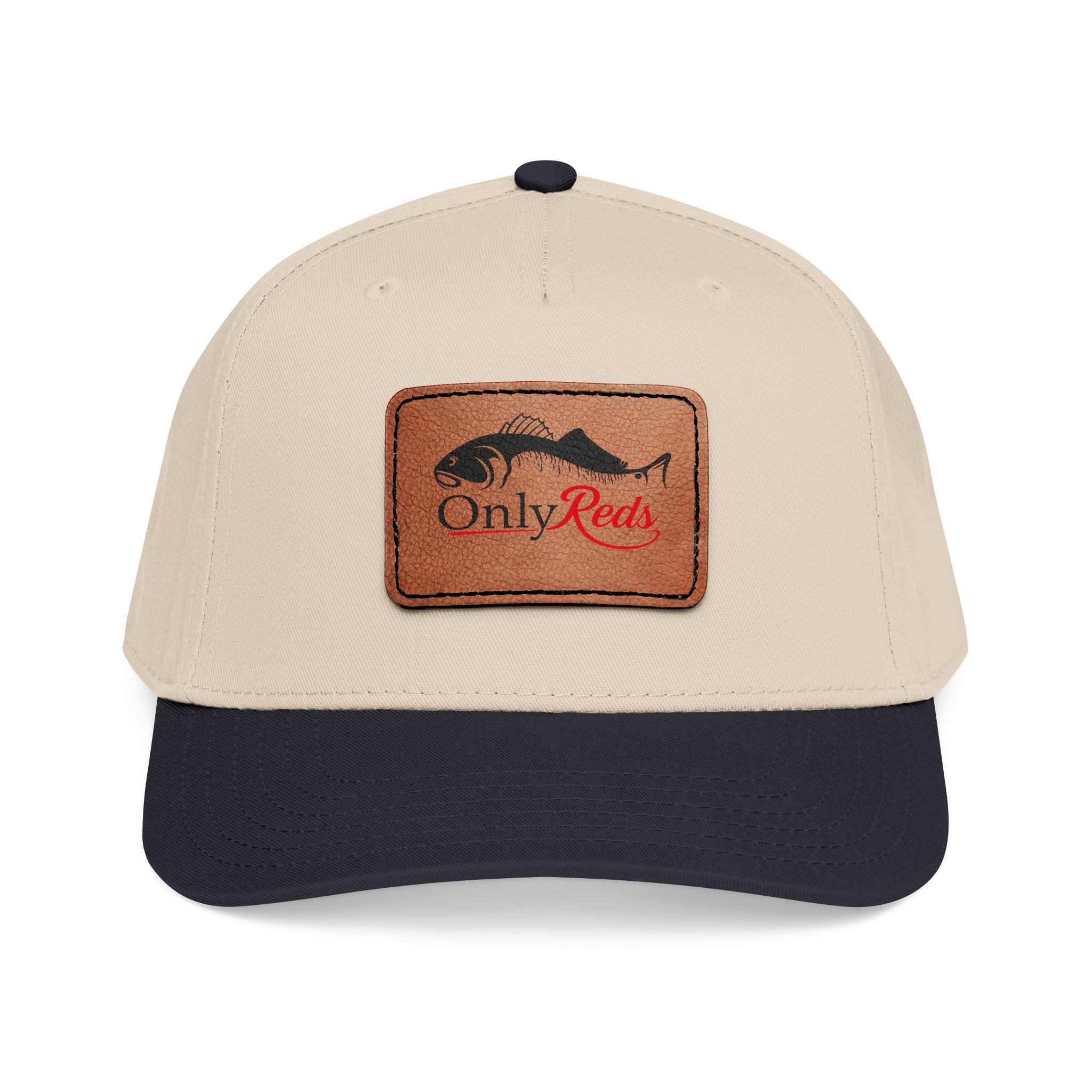 Fishing Leather Patch Baseball Cap — "Only Reds" Mid Profile Hat