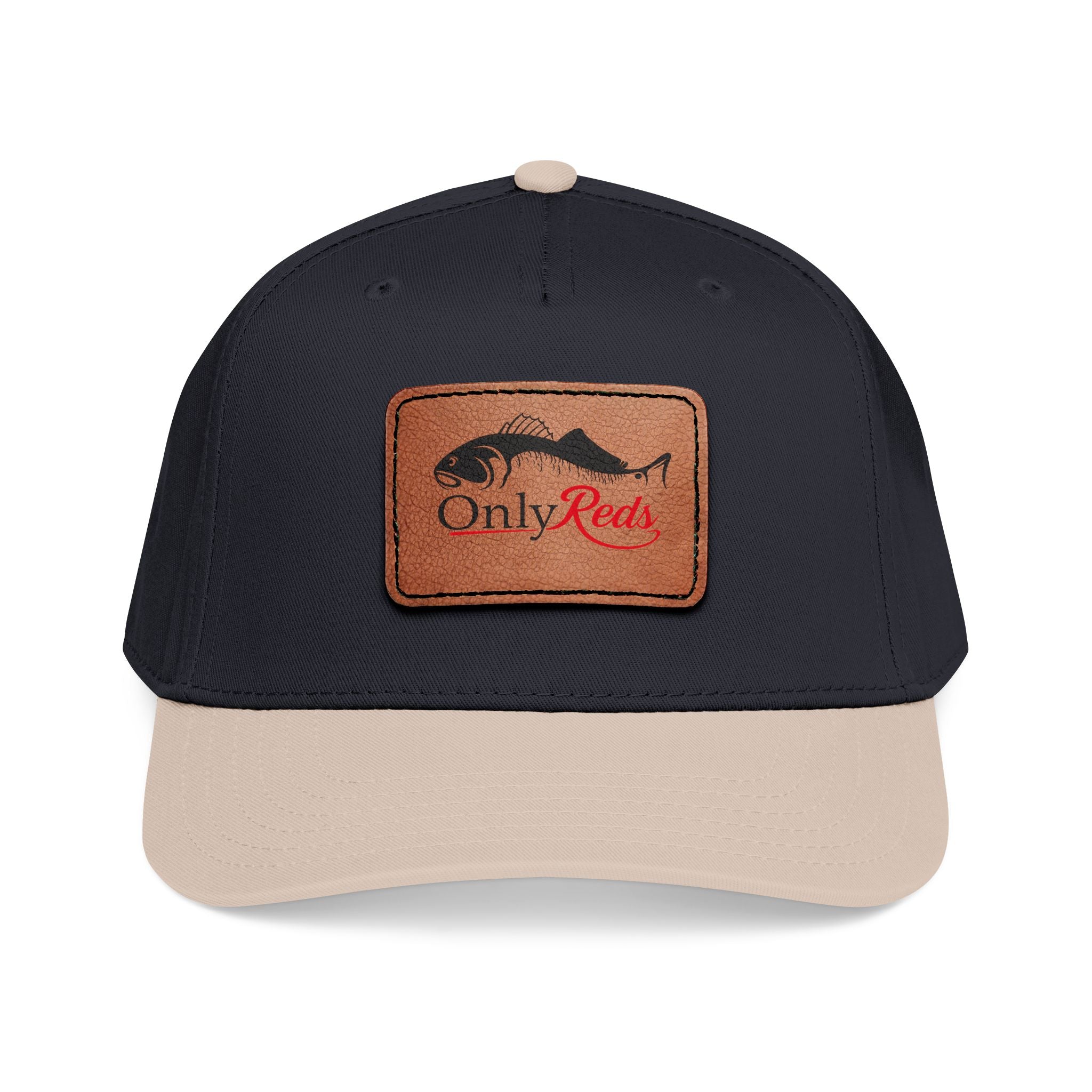 Fishing Leather Patch Baseball Cap — "Only Reds" Mid Profile Hat