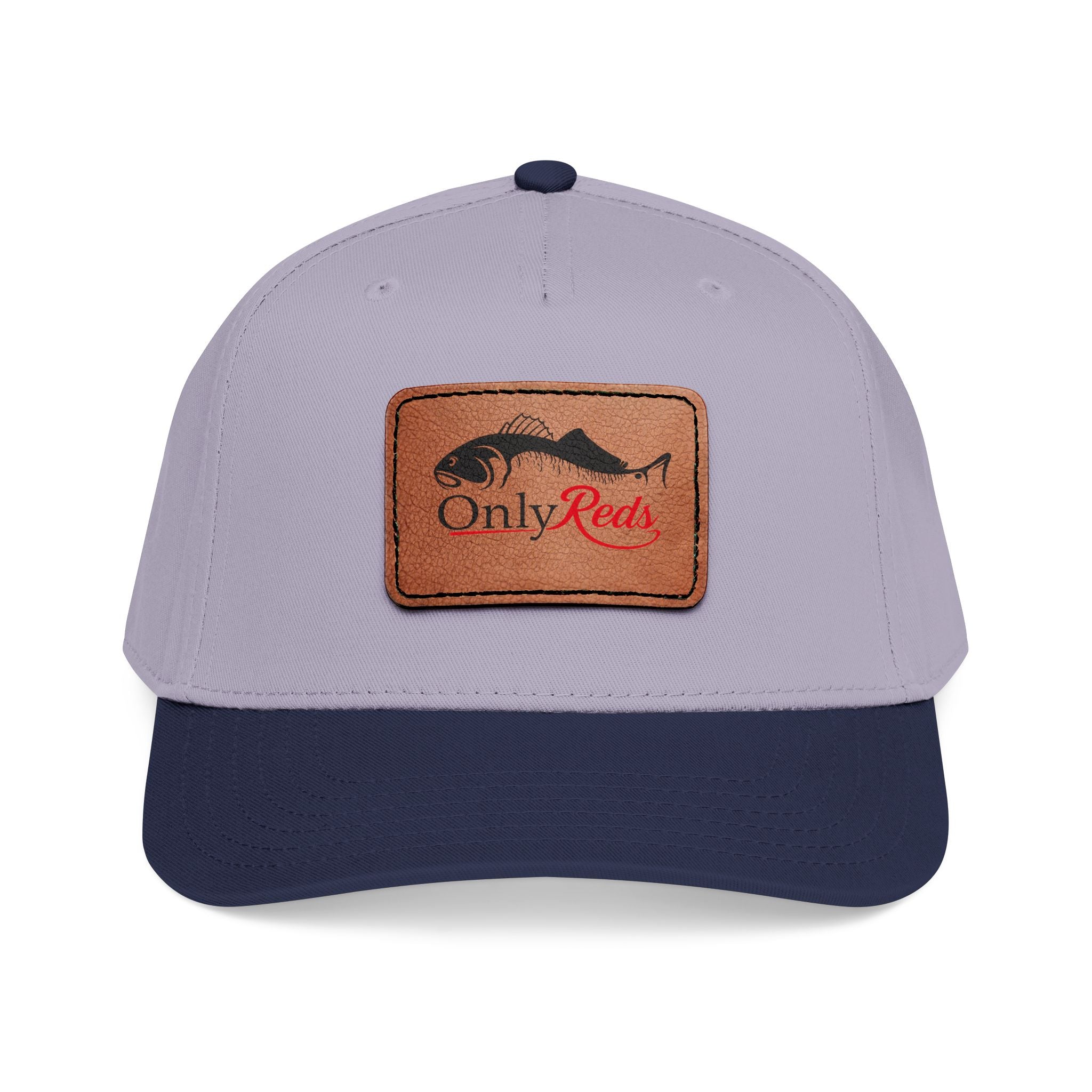 Fishing Leather Patch Baseball Cap — "Only Reds" Mid Profile Hat