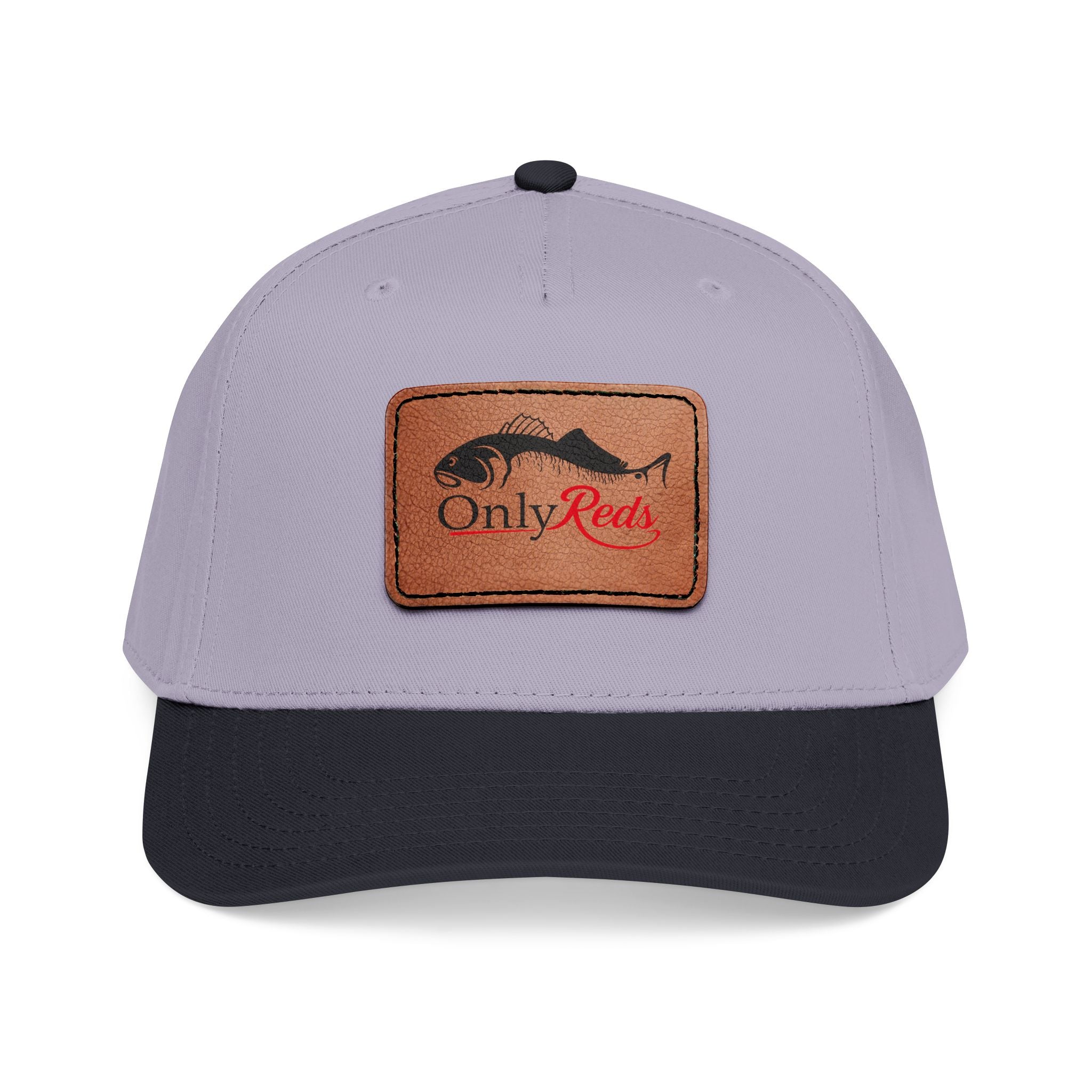 Fishing Leather Patch Baseball Cap — "Only Reds" Mid Profile Hat