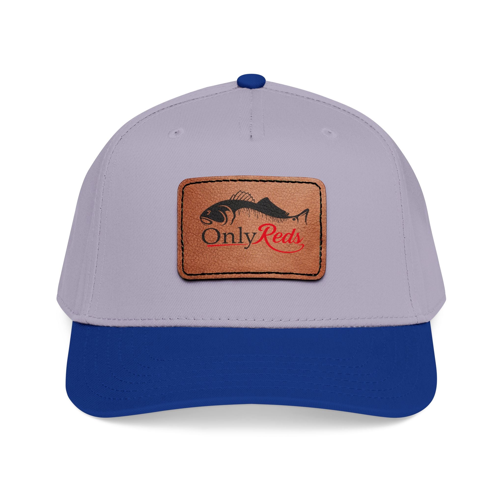 Fishing Leather Patch Baseball Cap — "Only Reds" Mid Profile Hat