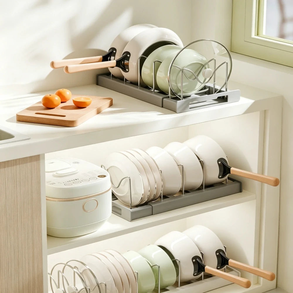 Expandable Stainless Steel Pan Organizer