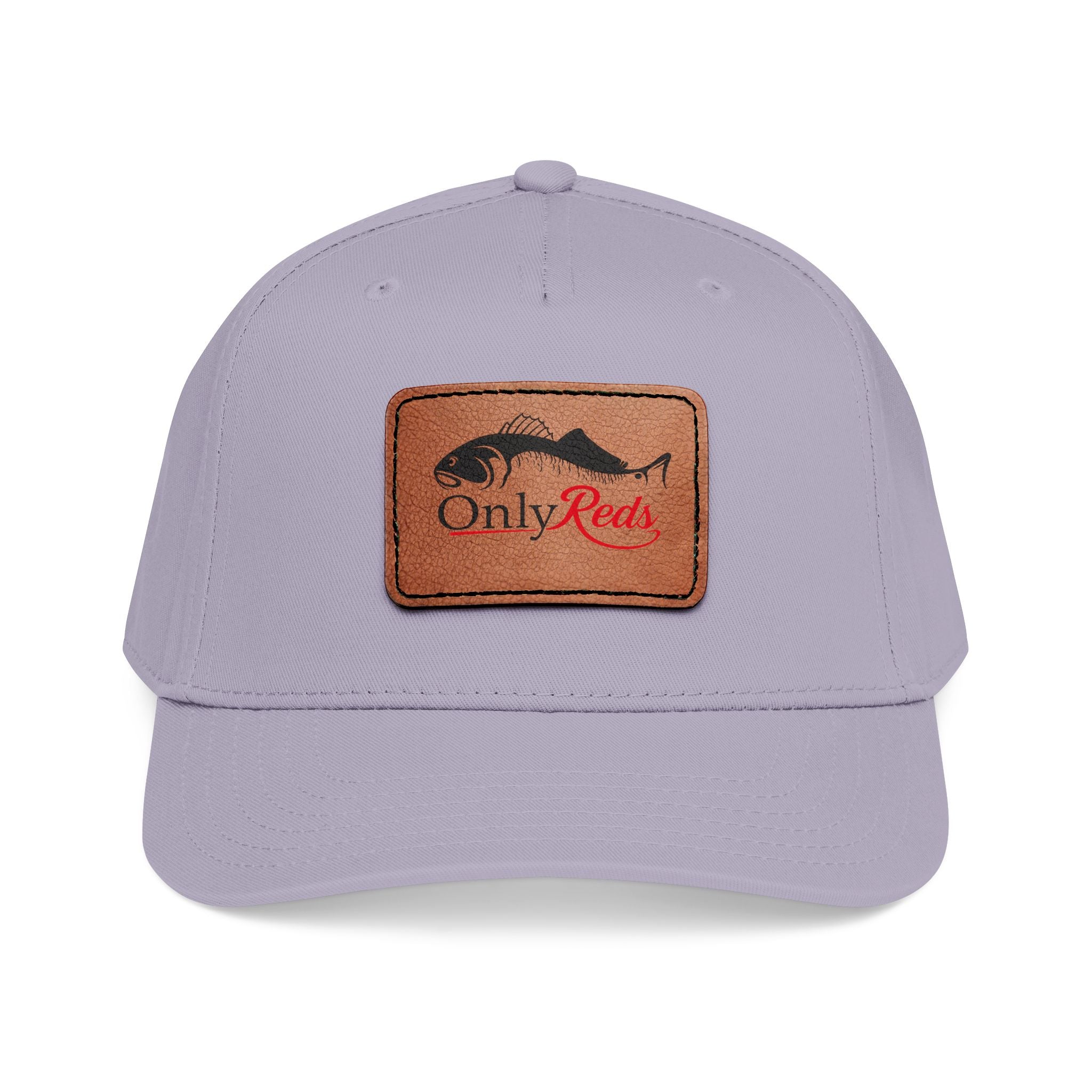 Fishing Leather Patch Baseball Cap — "Only Reds" Mid Profile Hat