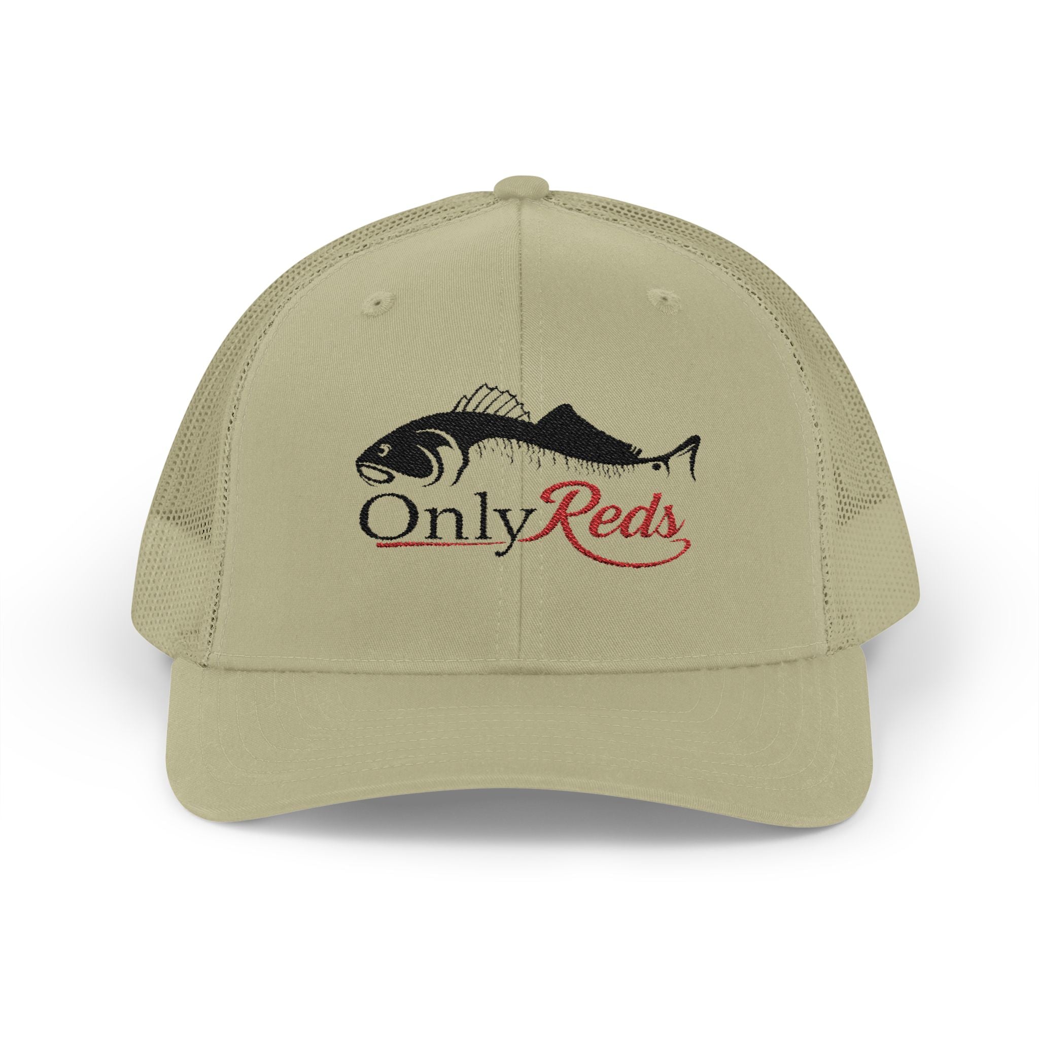 OnlyReds Fishing Trucker Cap — Embroidered Salmon Snapback Hat