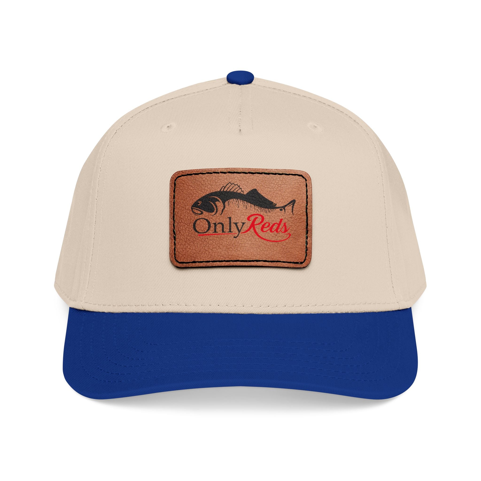 Fishing Leather Patch Baseball Cap — "Only Reds" Mid Profile Hat