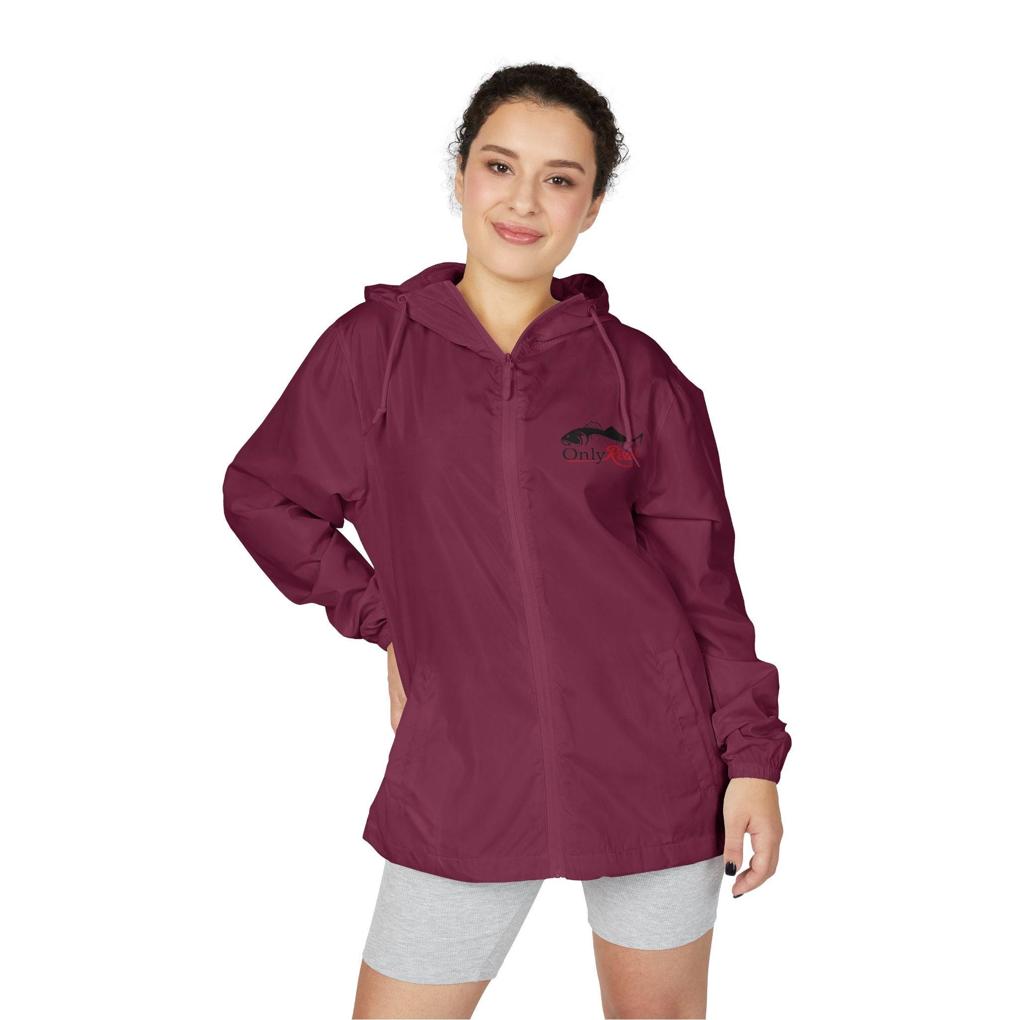 Windbreaker Jacket — "Only Reds" Mountain Logo Lightweight Hooded Windbreaker