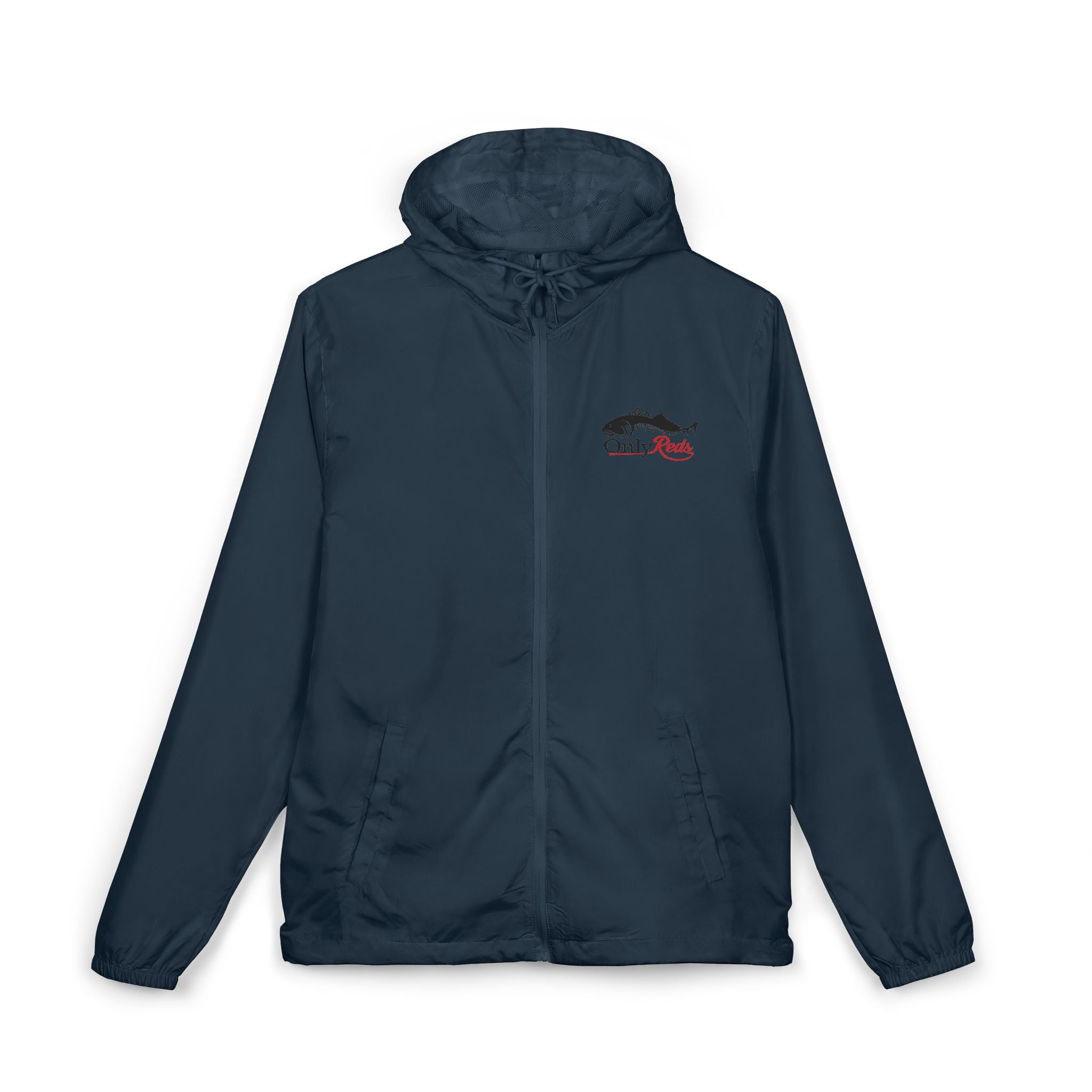 Windbreaker Jacket — "Only Reds" Mountain Logo Lightweight Hooded Windbreaker