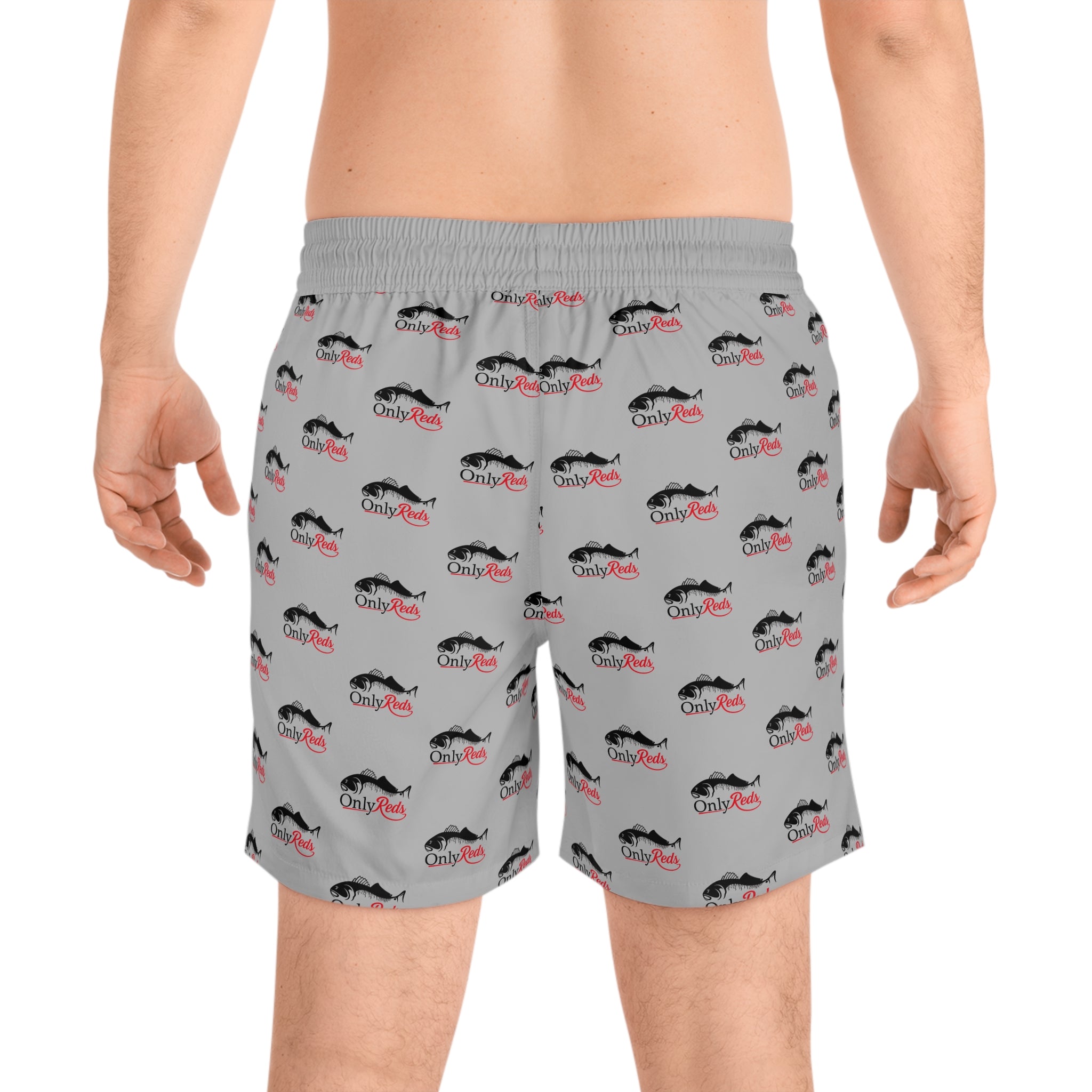 Swim Shorts — All-Over Whale Logo Pattern "Only Fish"
