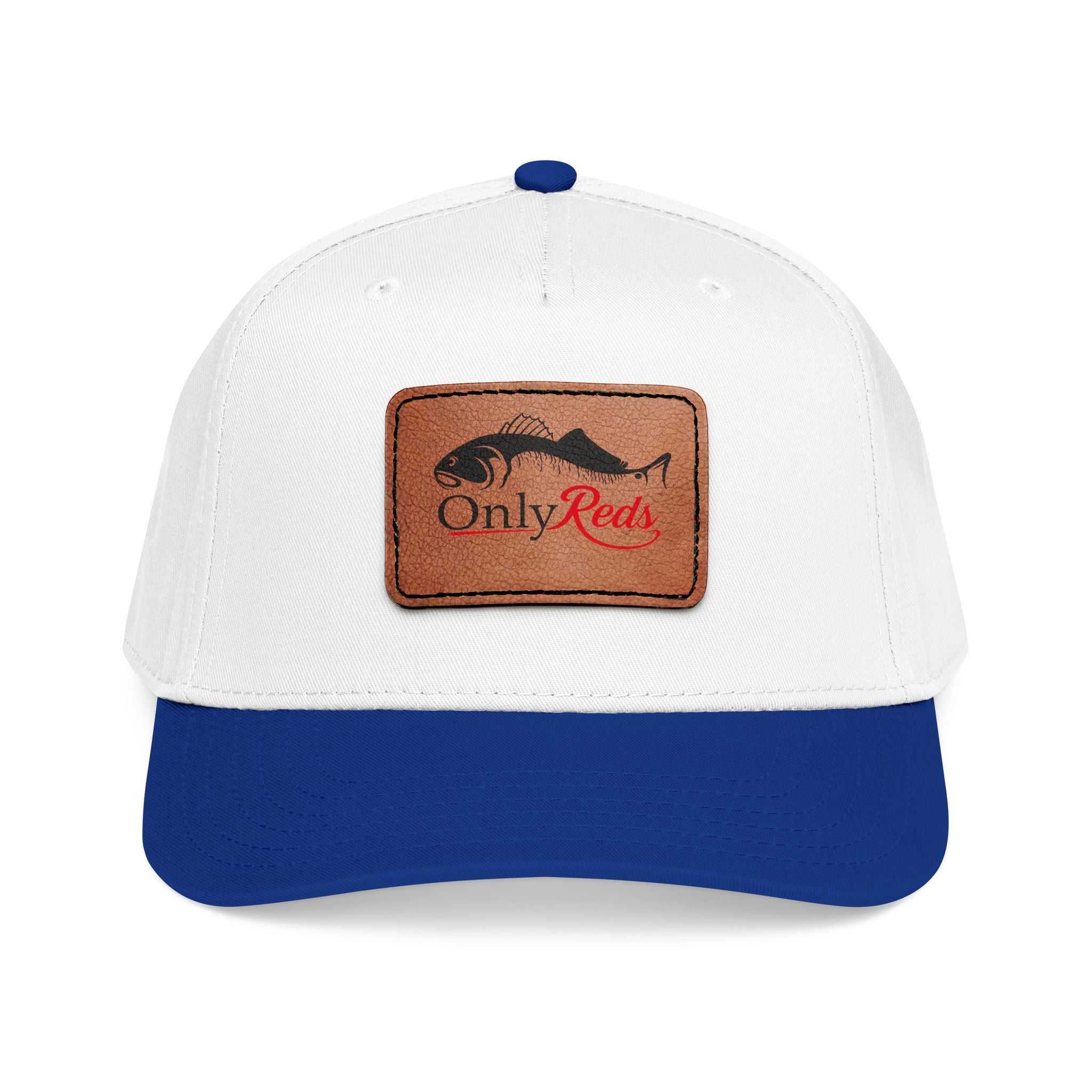 Fishing Leather Patch Baseball Cap — "Only Reds" Mid Profile Hat