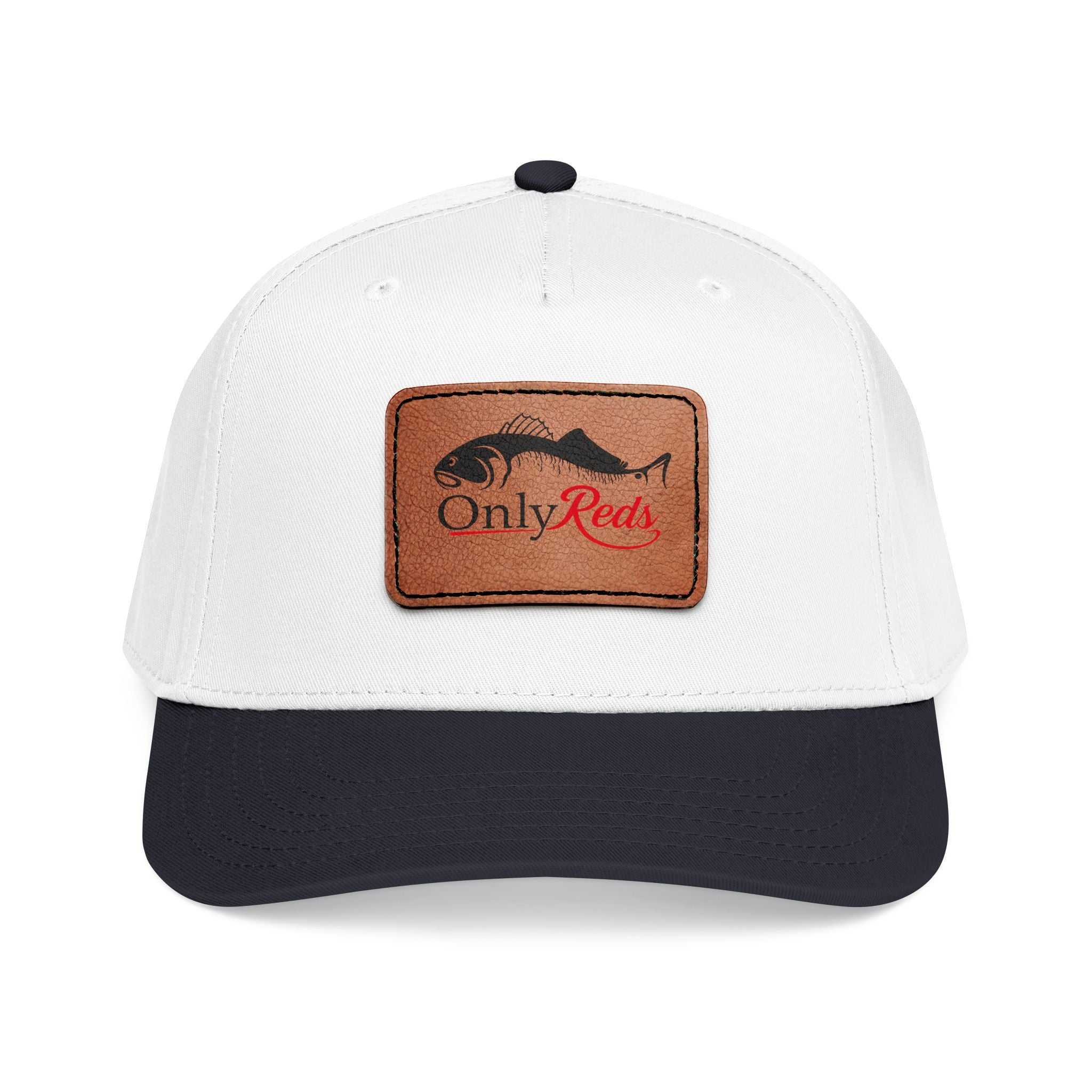 Fishing Leather Patch Baseball Cap — "Only Reds" Mid Profile Hat