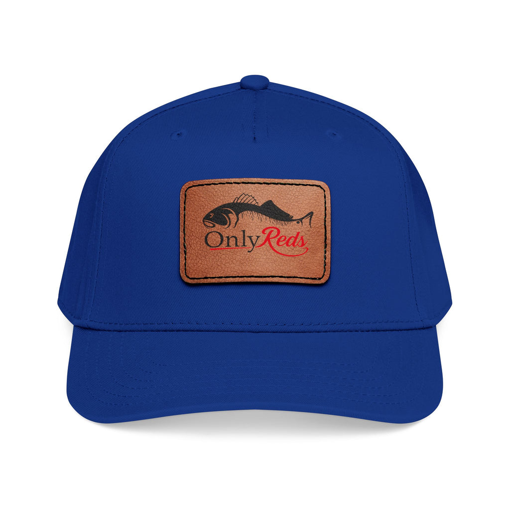 Fishing Leather Patch Baseball Cap — "Only Reds" Mid Profile Hat