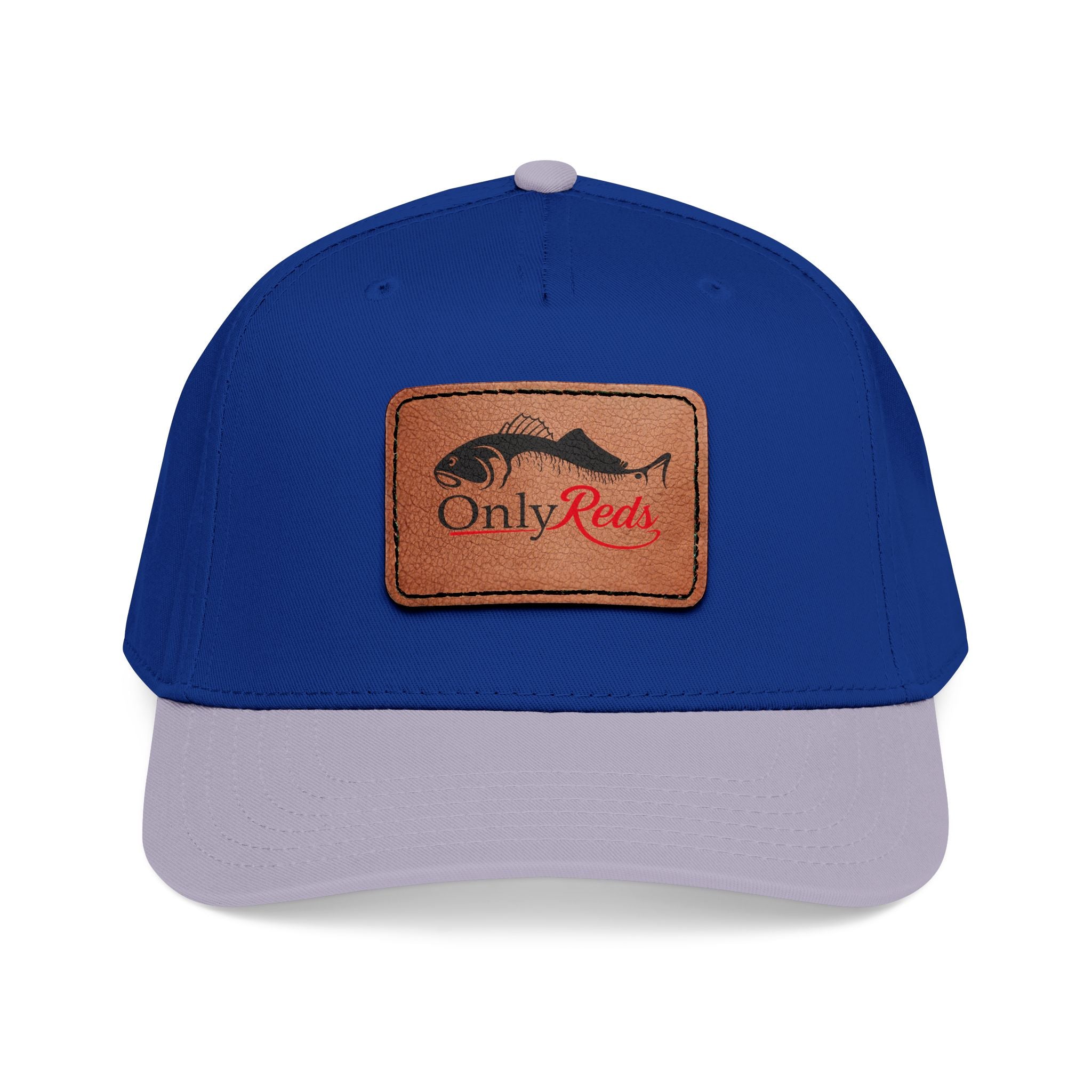 Fishing Leather Patch Baseball Cap — "Only Reds" Mid Profile Hat