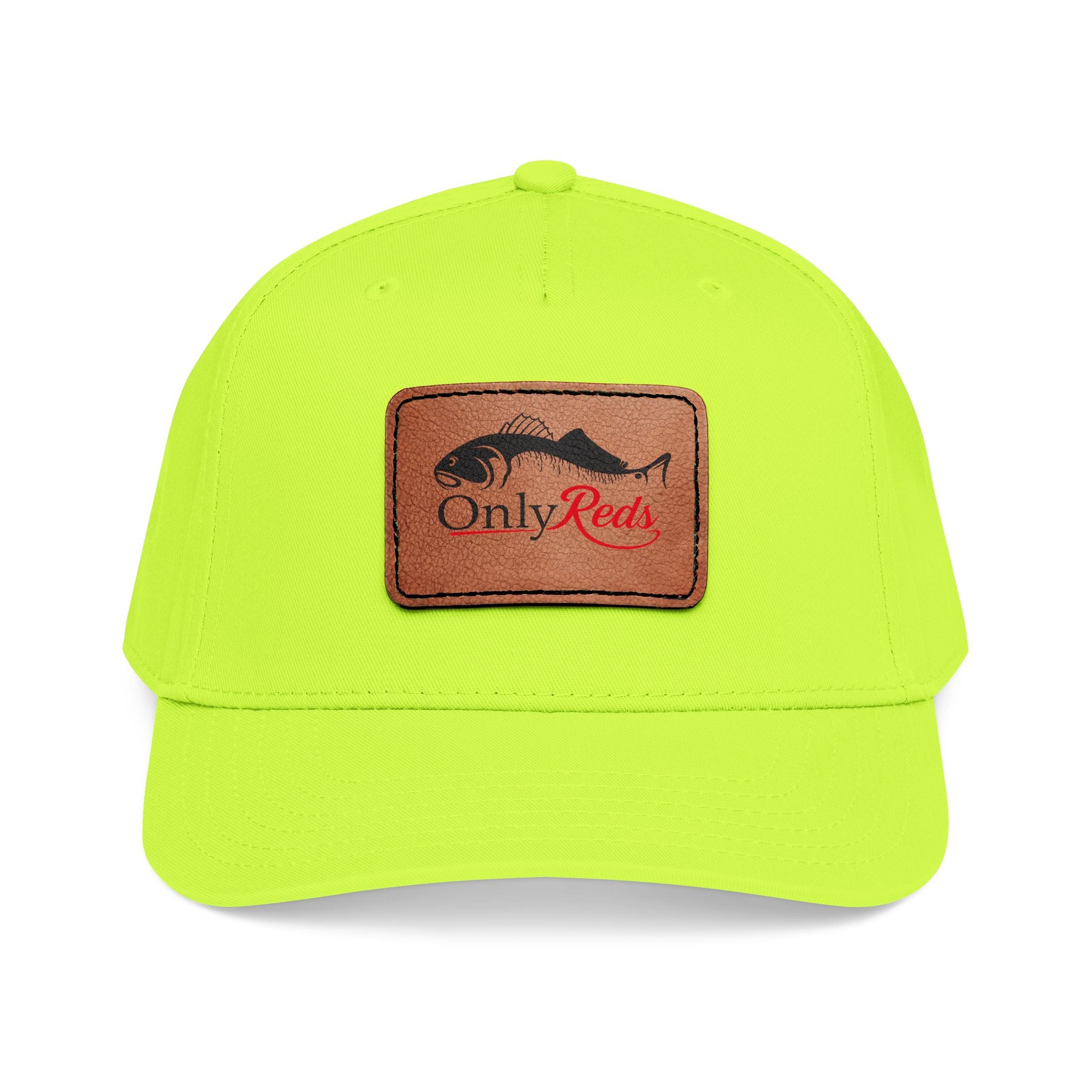 Fishing Leather Patch Baseball Cap — "Only Reds" Mid Profile Hat