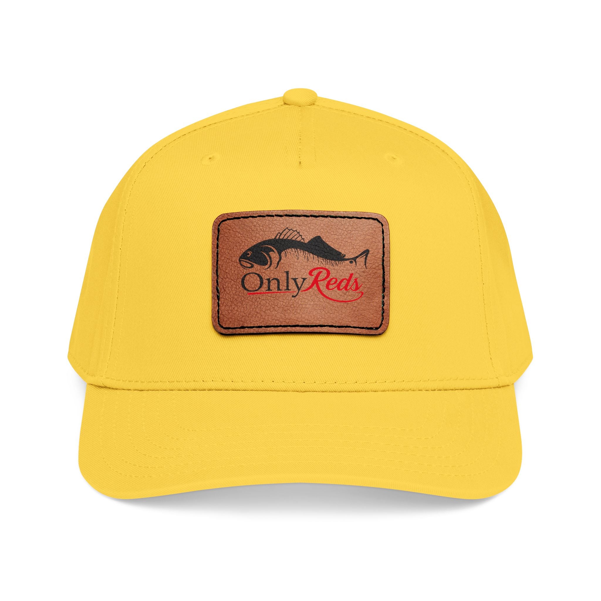 Fishing Leather Patch Baseball Cap — "Only Reds" Mid Profile Hat