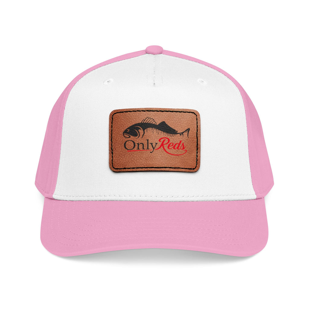 Fishing Leather Patch Baseball Cap — "Only Reds" Mid Profile Hat
