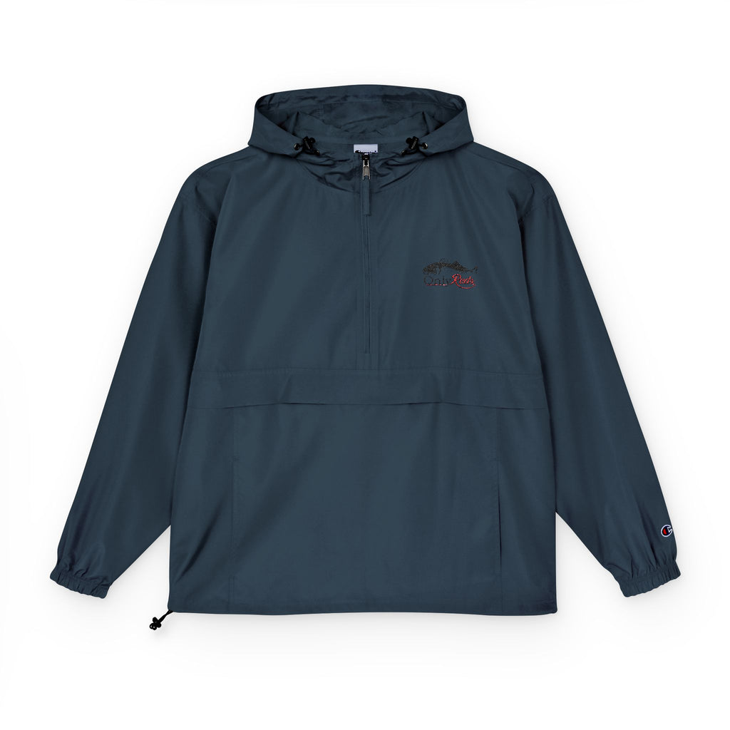 Packable Anorak Jacket — Lightweight Orange Windbreaker with Embroidered Logo
